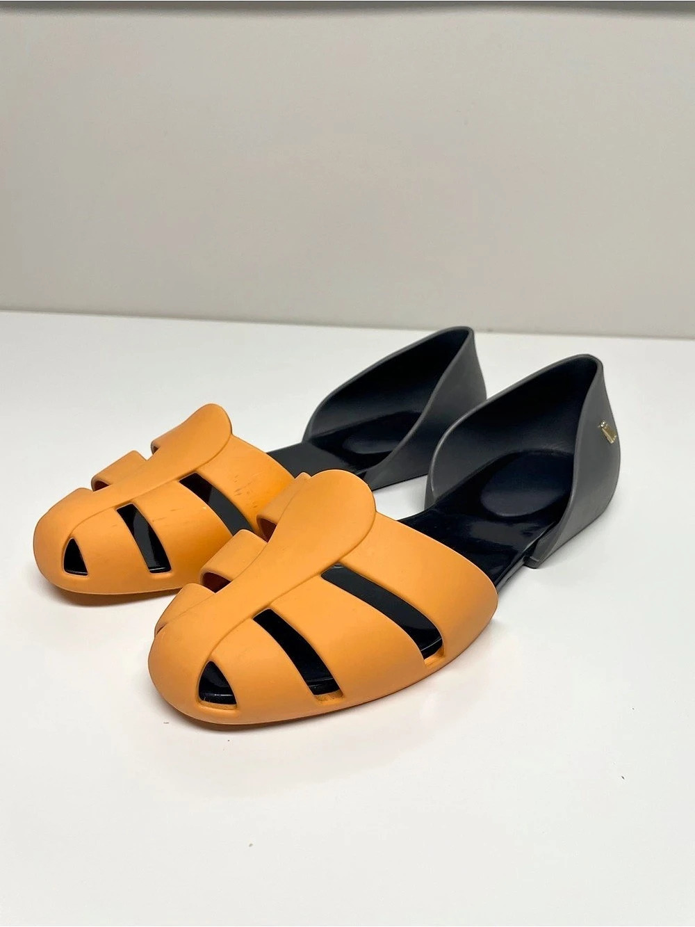 Melissa Possession Ballerina Orange & Black D’Orsay Flats